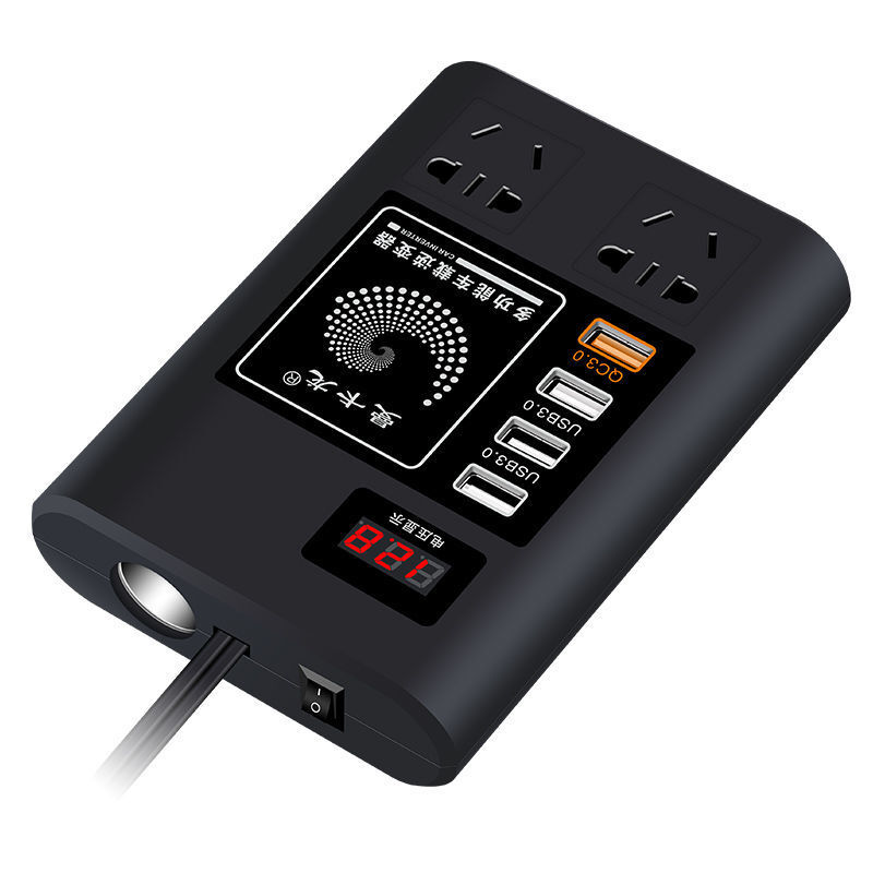 公牛(BULL)旗艦版車載電源插座 12V/24V通用轉(zhuǎn)220V，數(shù)顯閃充新體驗